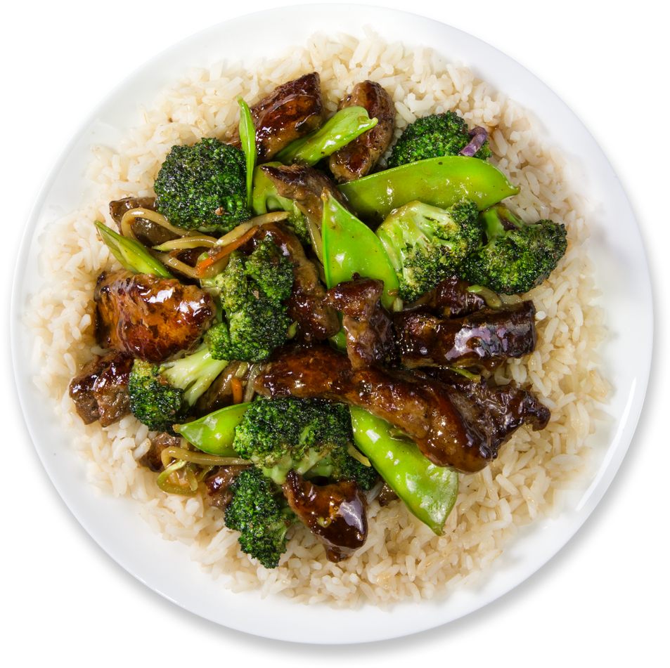 Beef Broccoli Stir Fry Over Rice PNG