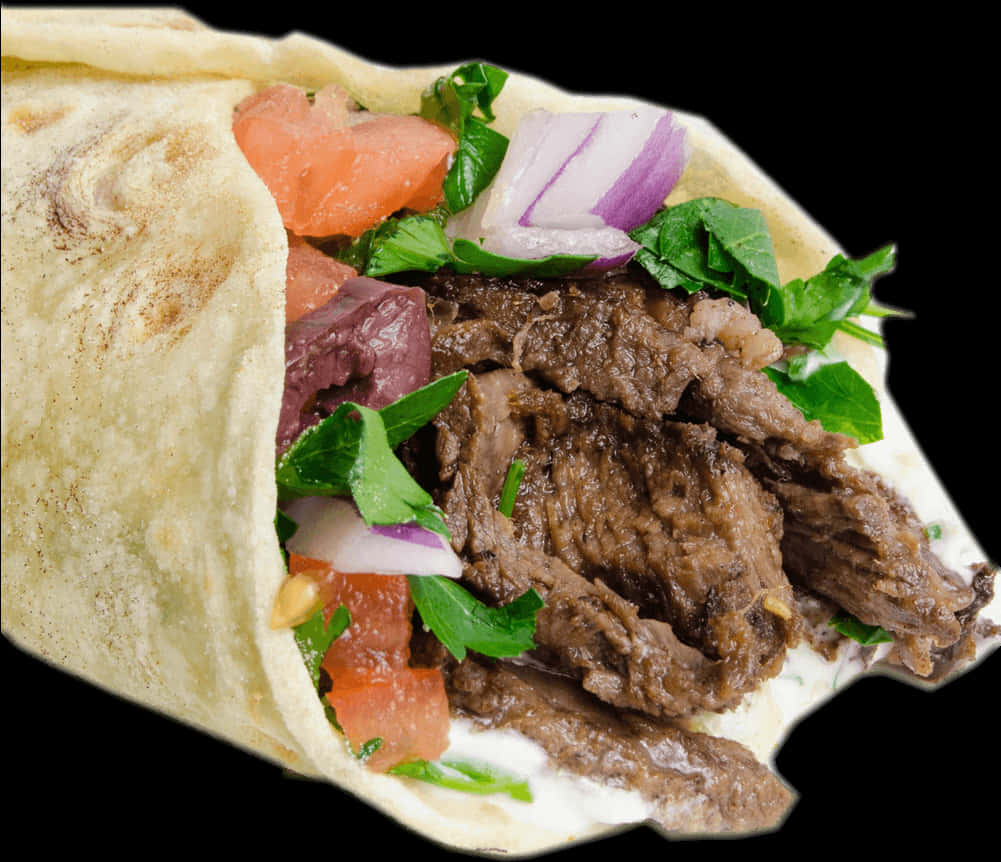 Beef Shawarma Wrap Delicious Filling PNG