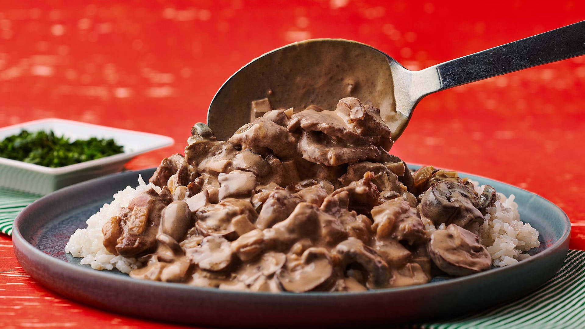Beef Stroganoff Served On A Nordic Plate Wallpaper