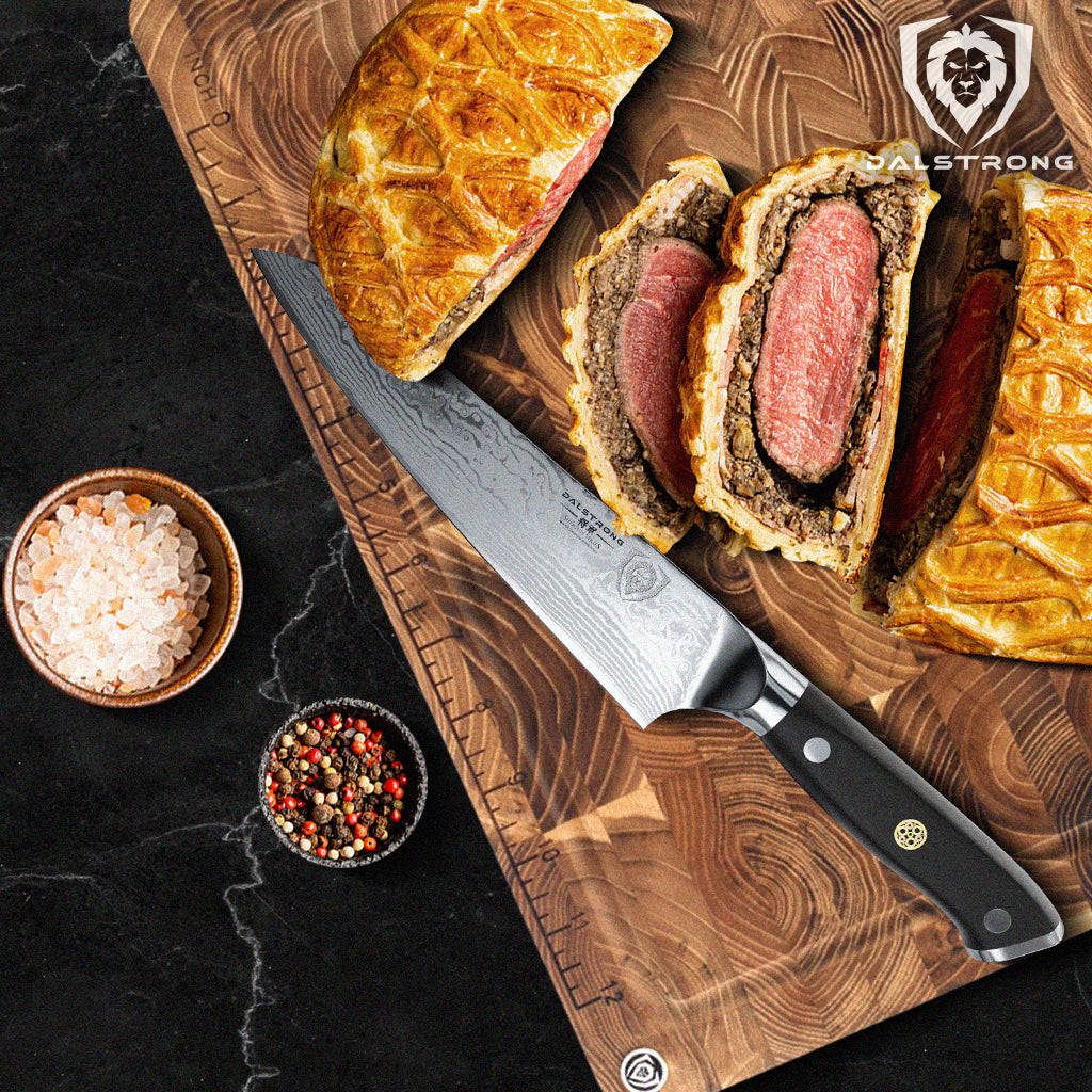 "Delightfully Cooked Beef Wellington with a Knife" Wallpaper