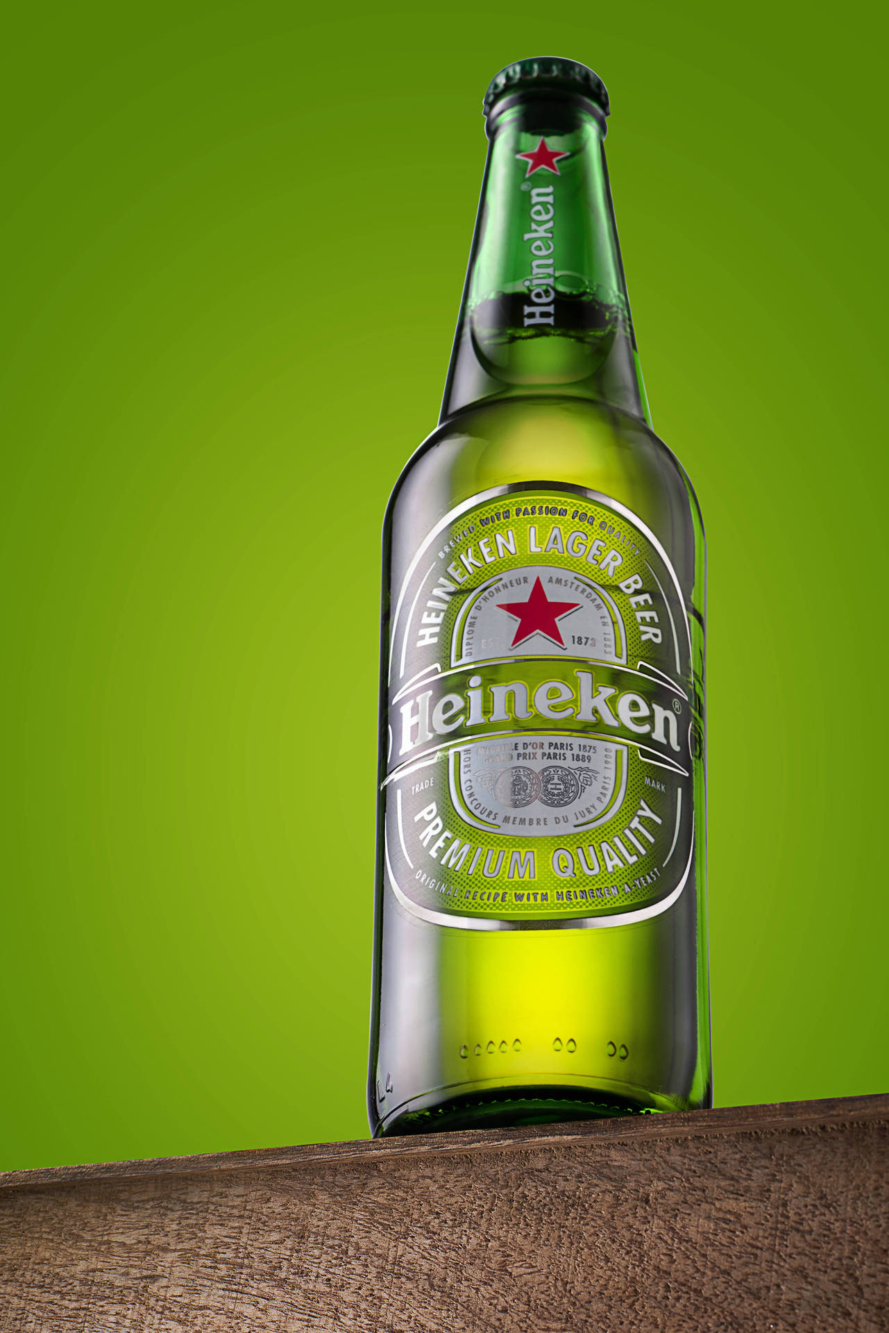 Ølflaske Heineken Premium Øl Kvalitet Skrivebordsbaggrunde Wallpaper