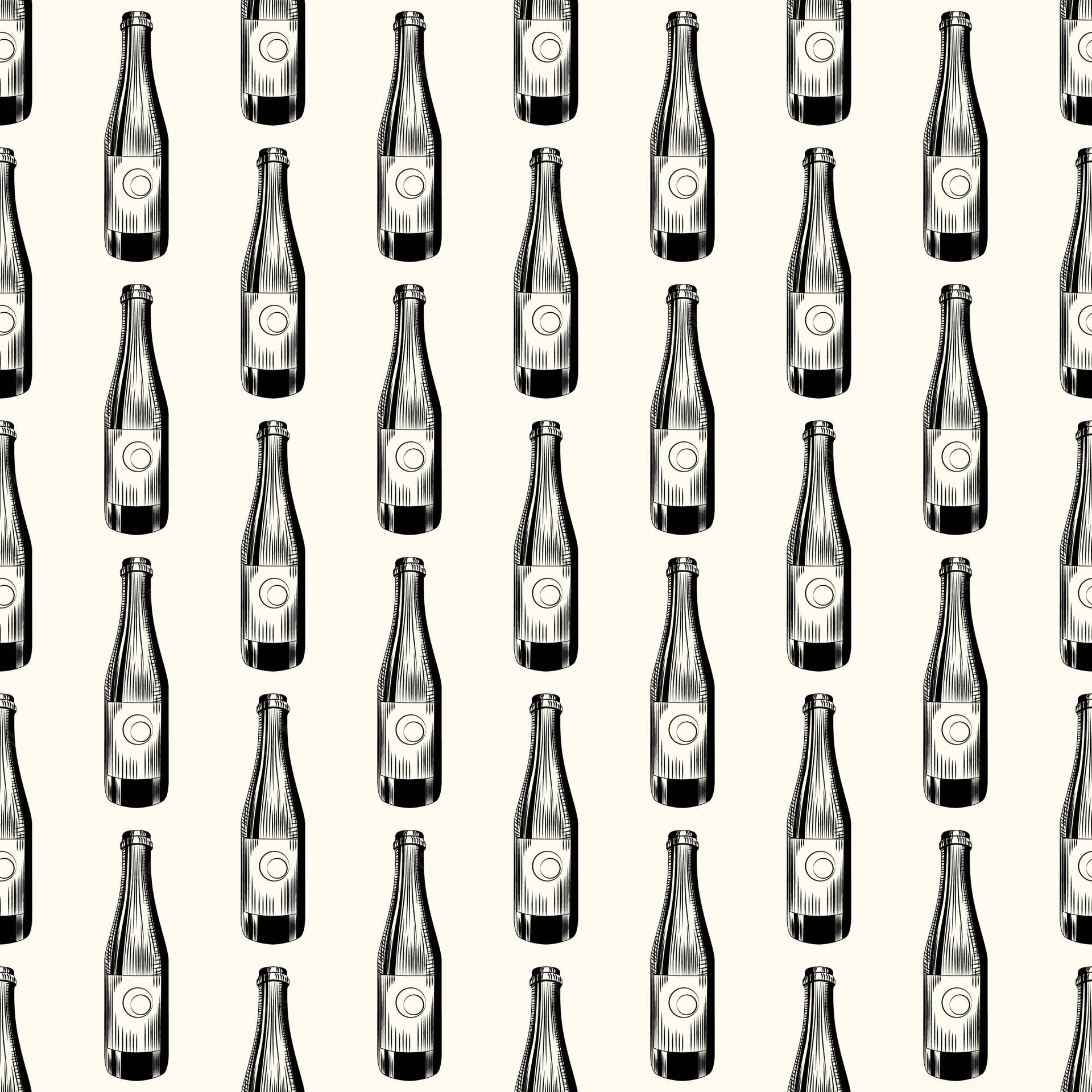 Beer Bottles Black-and-white Illustration Wallpaper