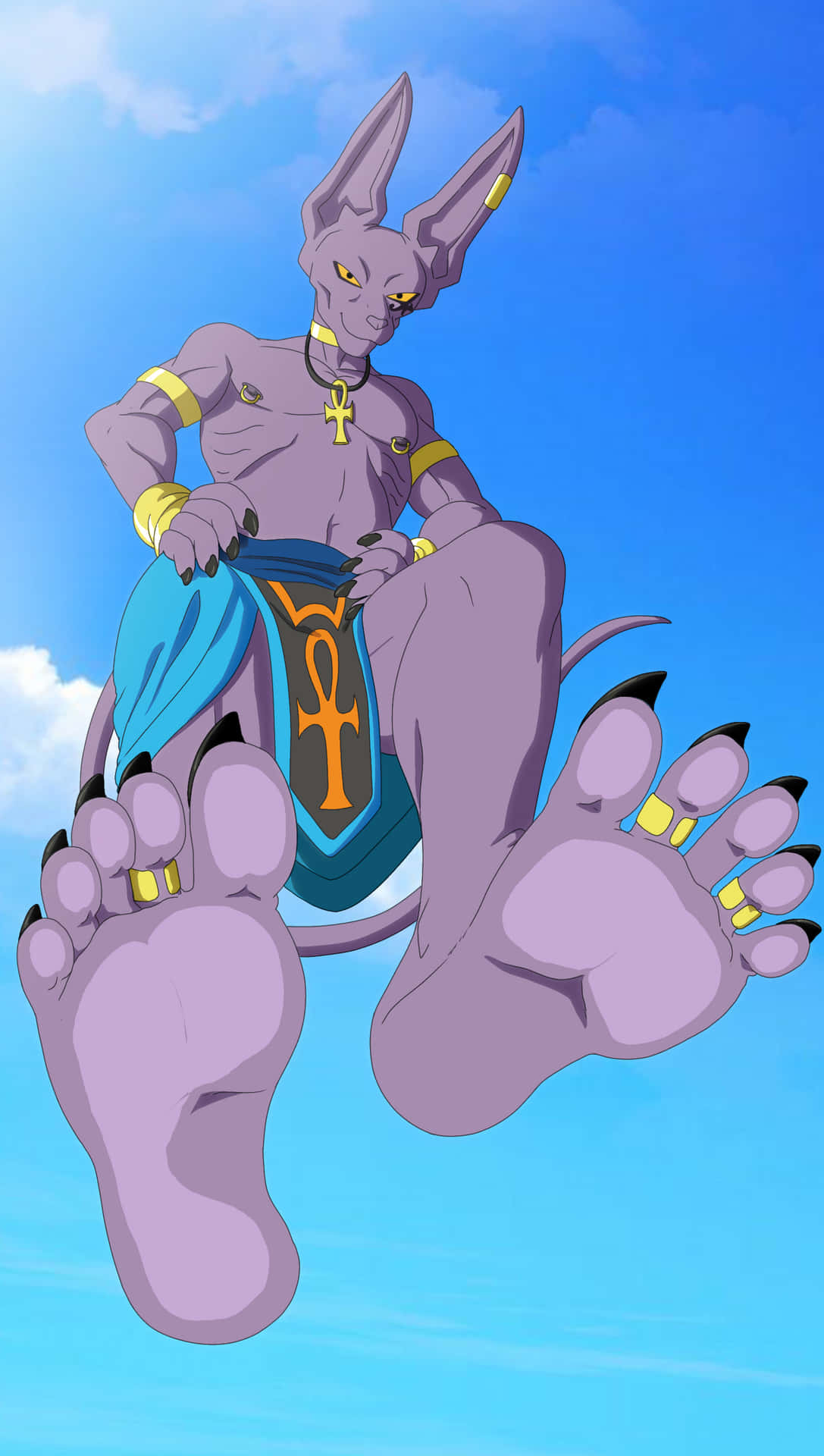 Beerus, Dragon Ball Z character, showing toes Wallpaper