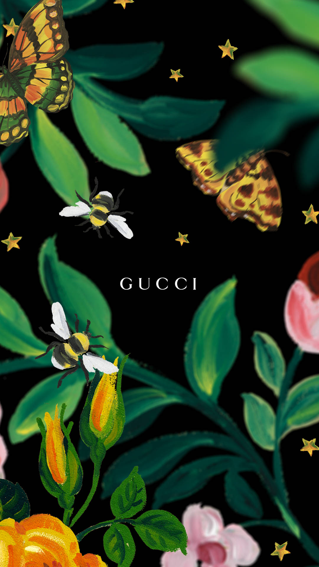 Bees And Butterflies Gucci Iphone Wallpaper