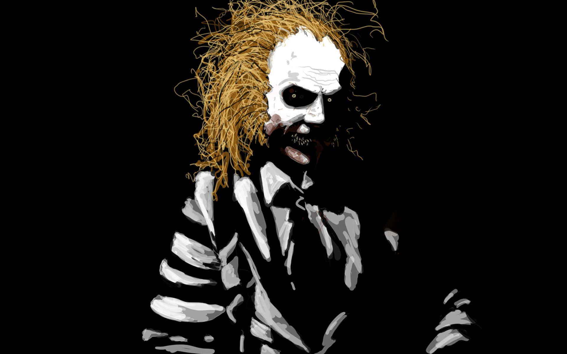 Einschwarz-weißes Bild Eines Clowns Mit Langen Haaren.