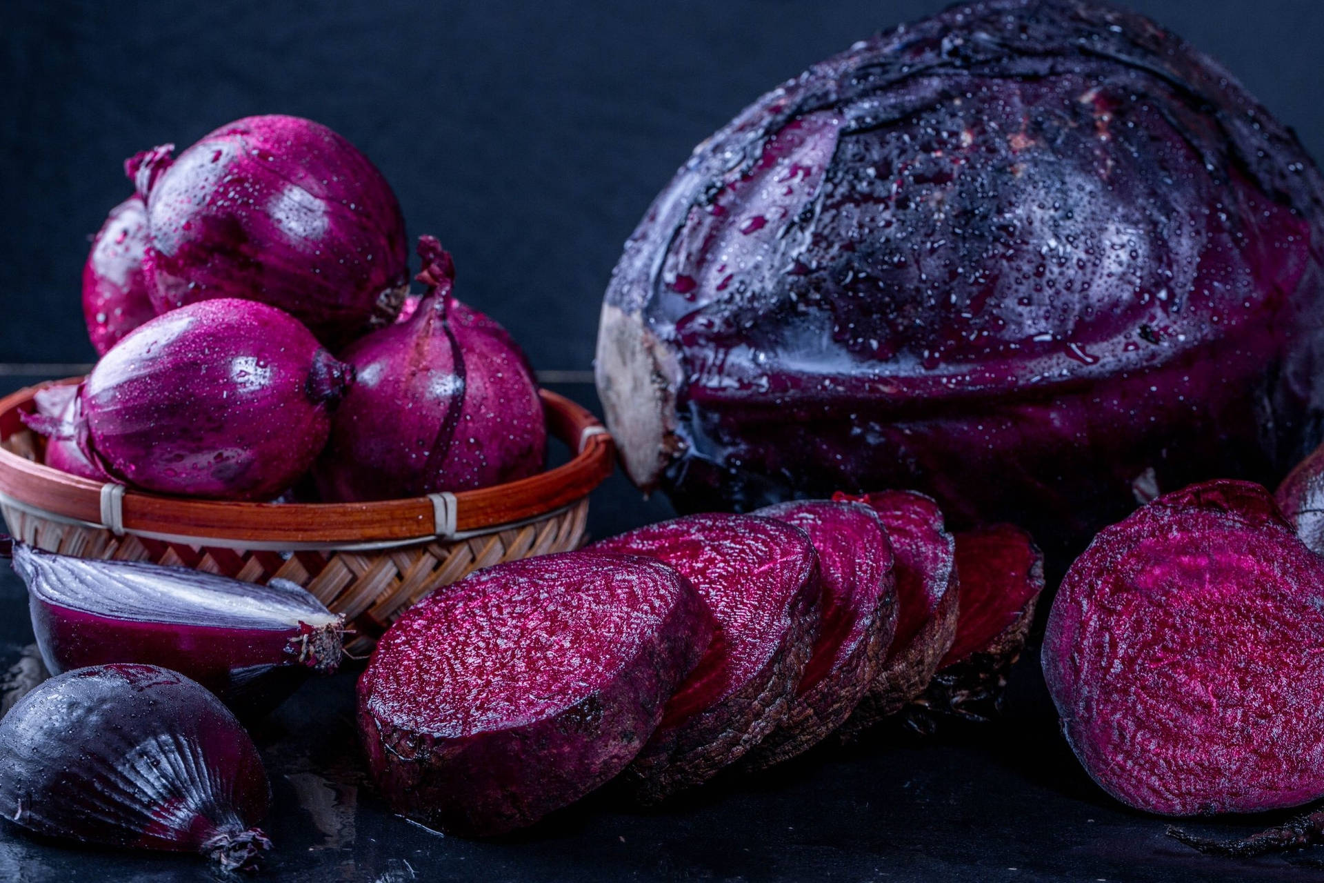 Beetroot With Onions And Purple Cabbage Wallpaper
