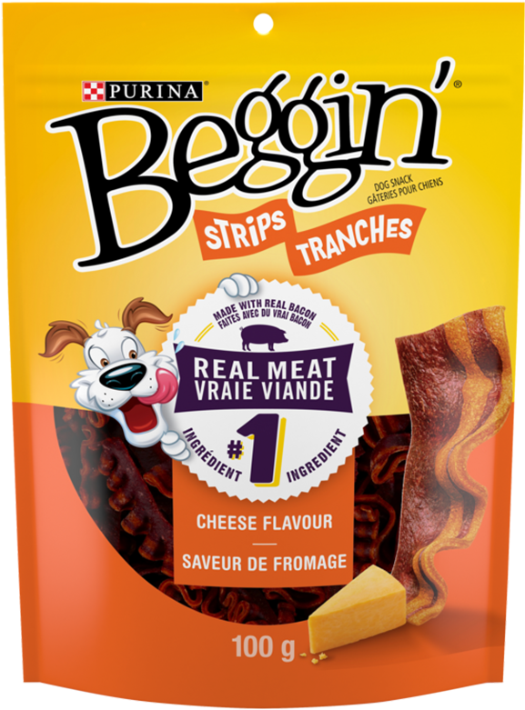Beggin Strips Cheese Flavour Dog Snack Packaging PNG