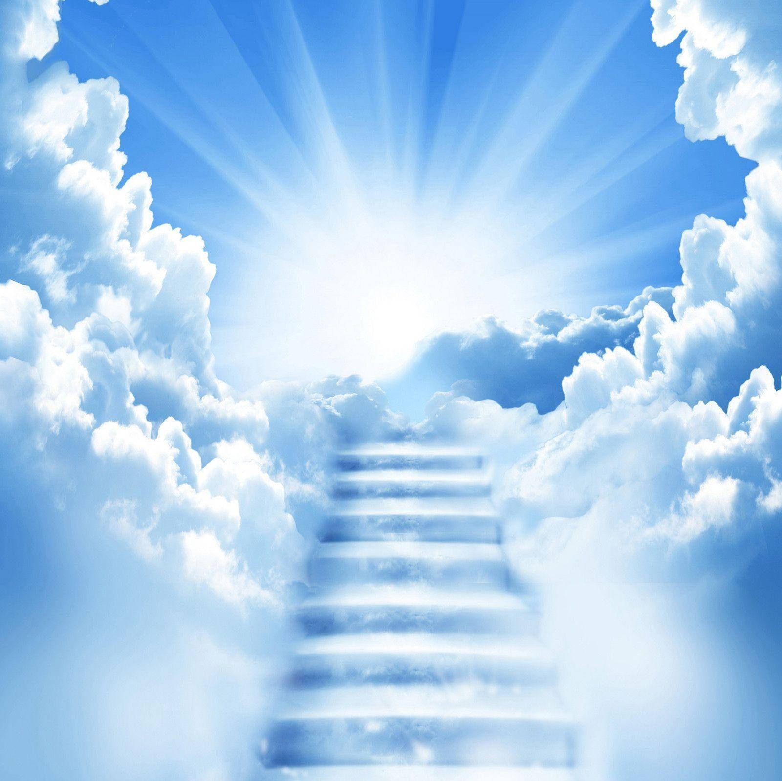 Begravelse Blue Sky Stairway Wallpaper