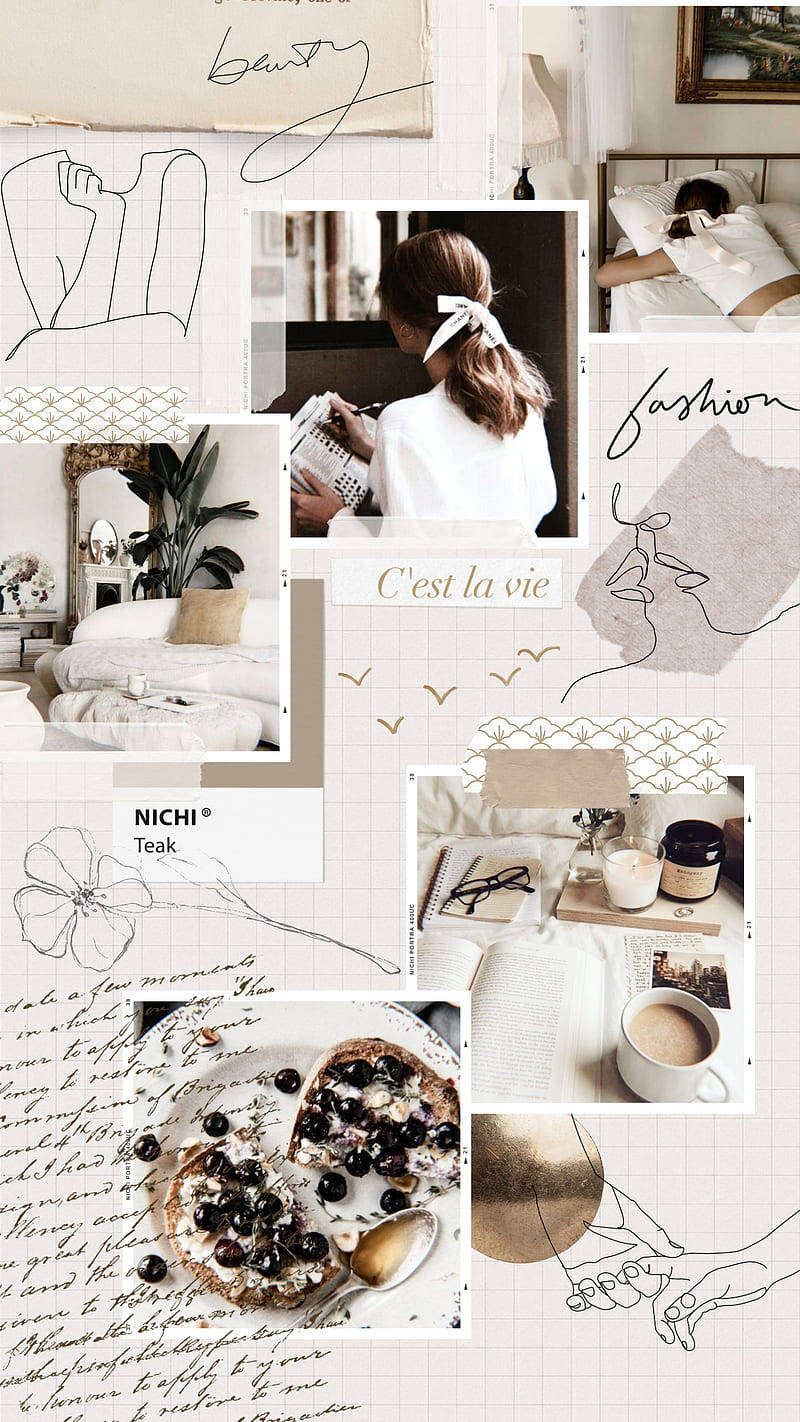Beige Aesthetic Collage Background