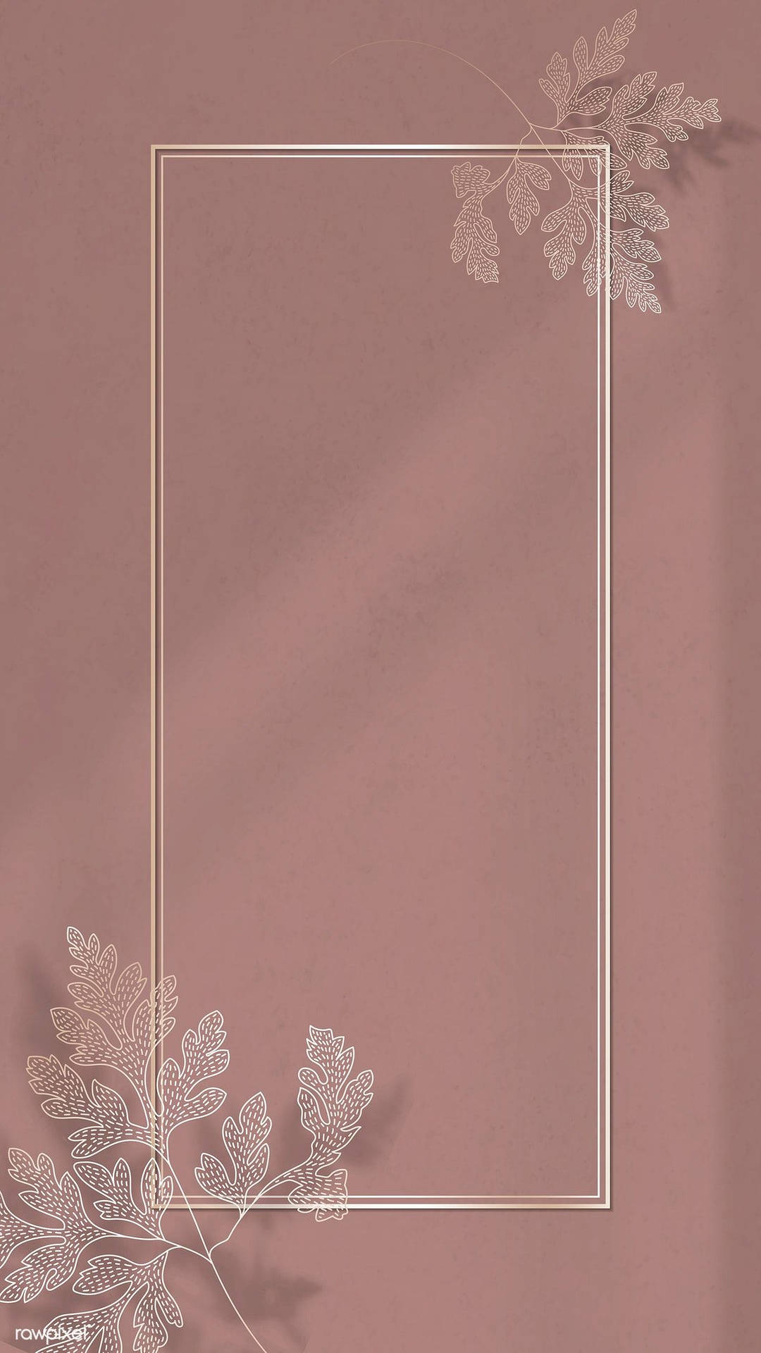 Beige Aesthetic Phone With Leaves Borders Background