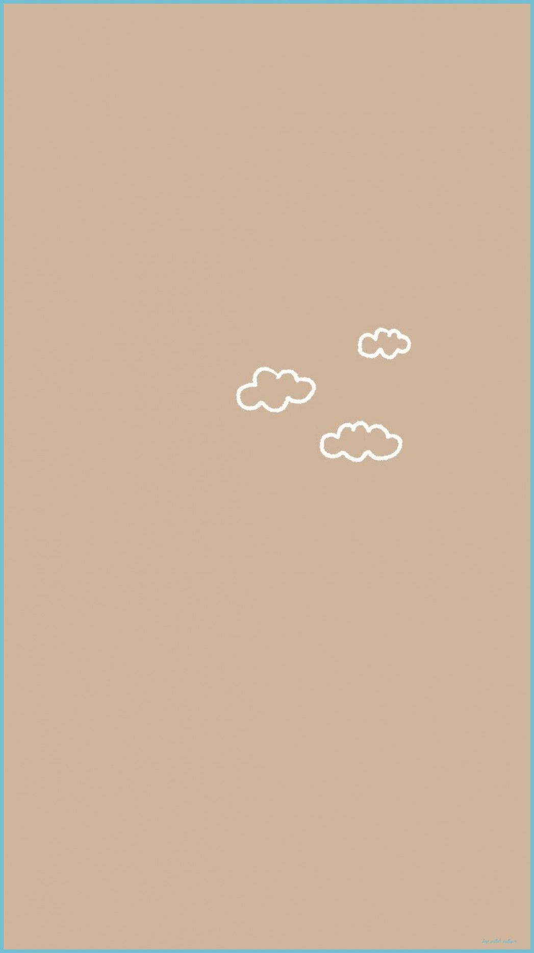 Beige Aesthetic Phone With Three Clouds Background