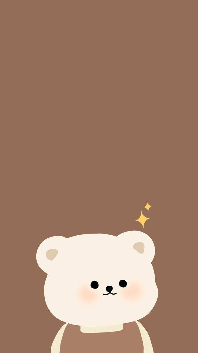 Beige Aesthetic Phone With White Bear Background