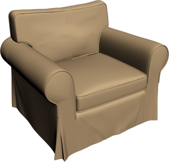 Beige Armchair3 D Model PNG