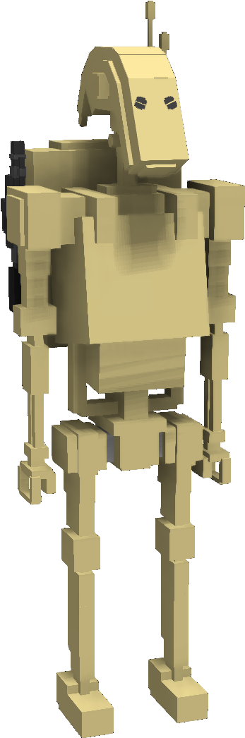 Beige Blocky Robot Model PNG