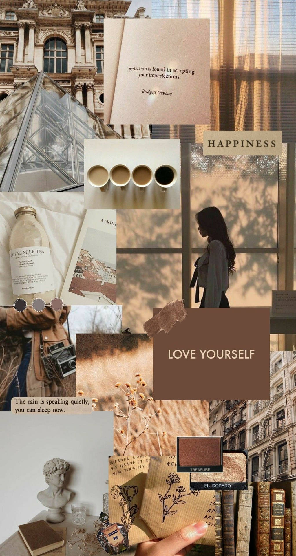 Beige Brown Aesthetic Collage Pastel Background