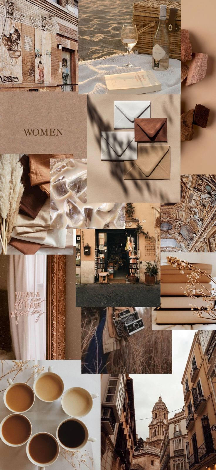 Beige Brown Aesthetic Collage Background
