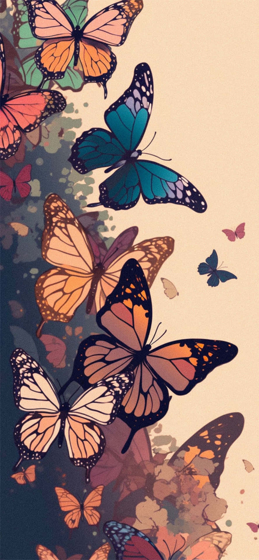 Download Beige Butterfly Aesthetic Artwork Wallpaper | Wallpapers.com