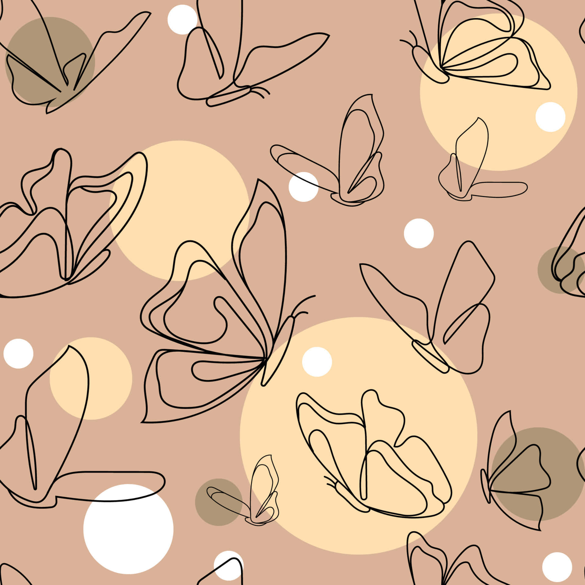 Beige Butterfly Pattern Aesthetic Wallpaper