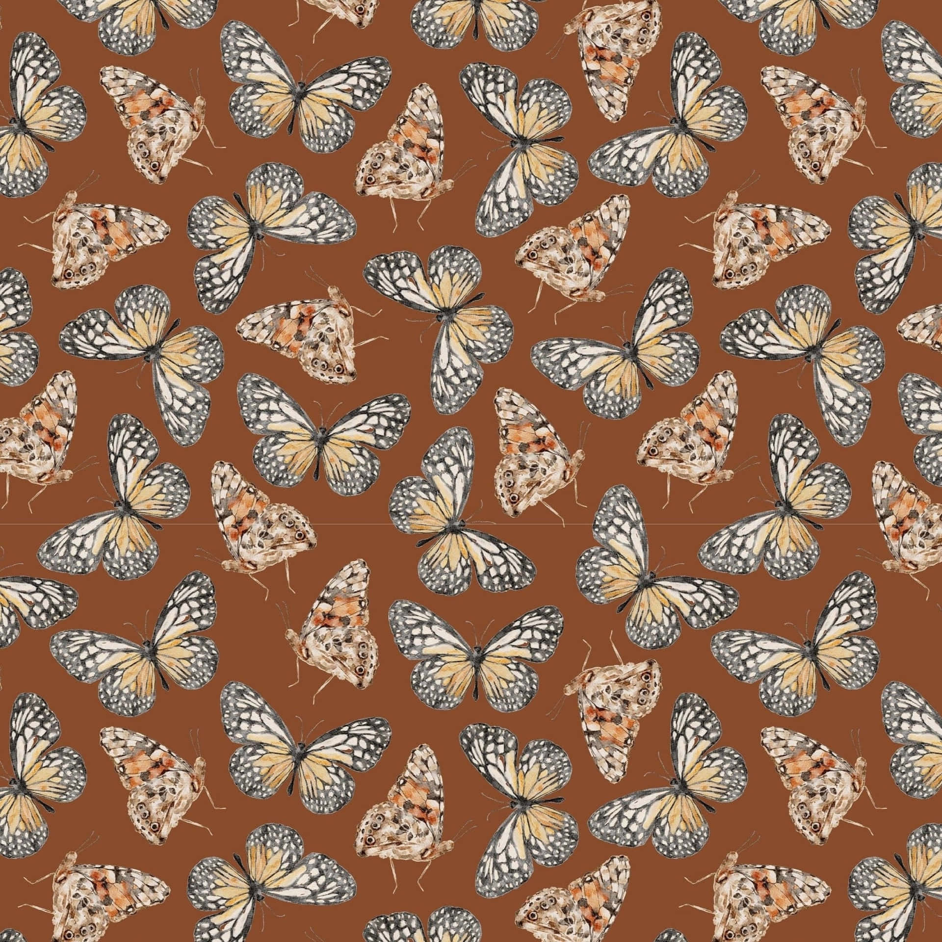 Beige Butterfly Pattern Background Wallpaper