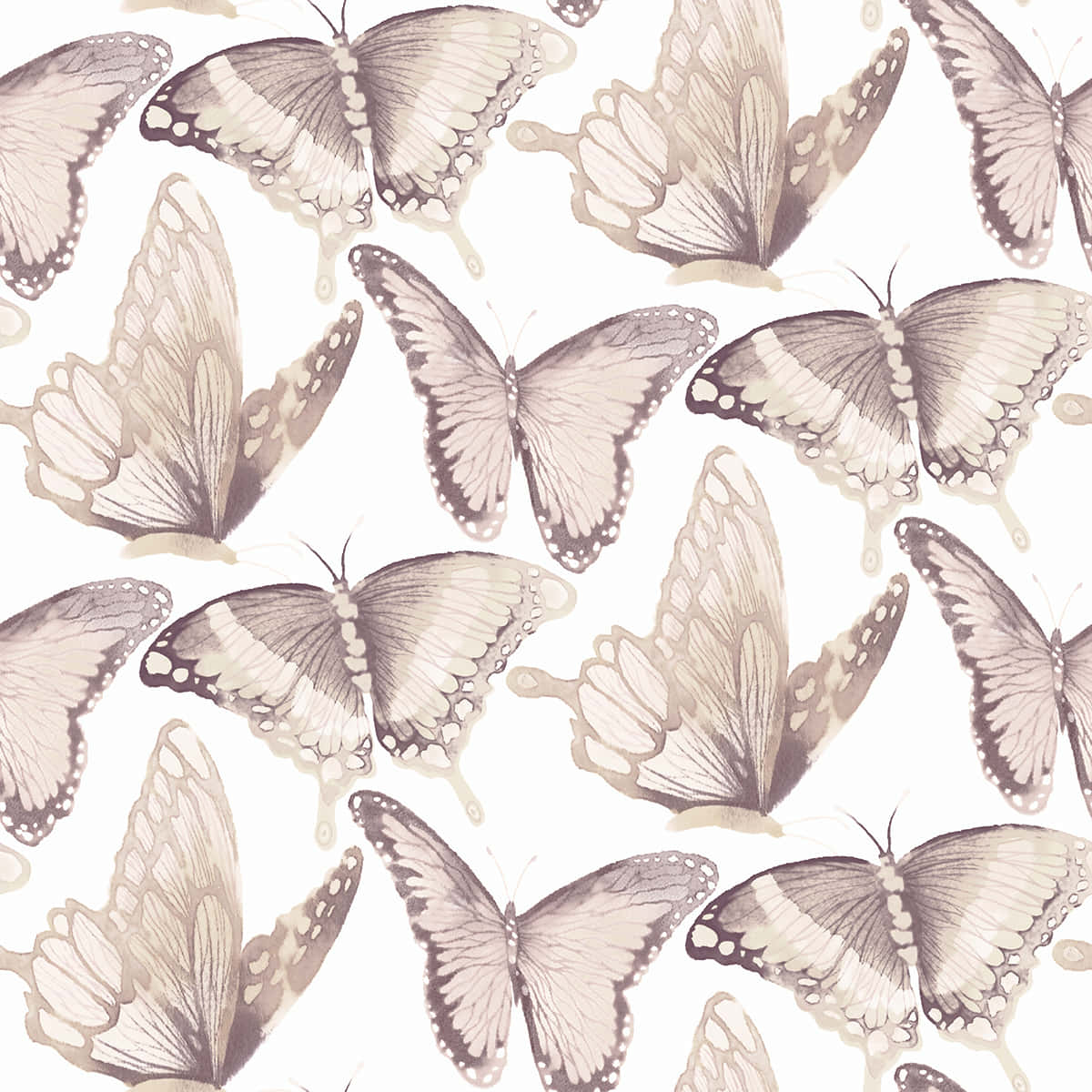 Beige Butterfly Pattern Wallpaper