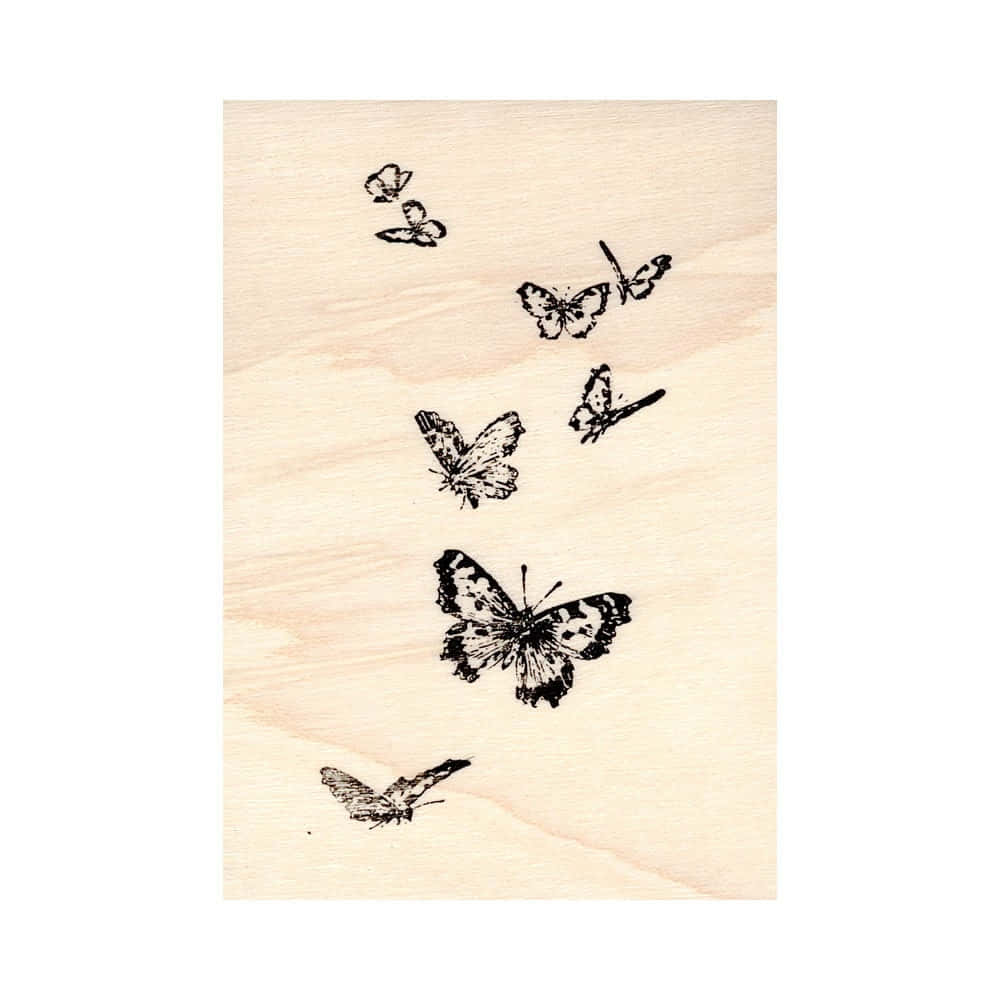 Beige Butterfly Wood Print Wallpaper