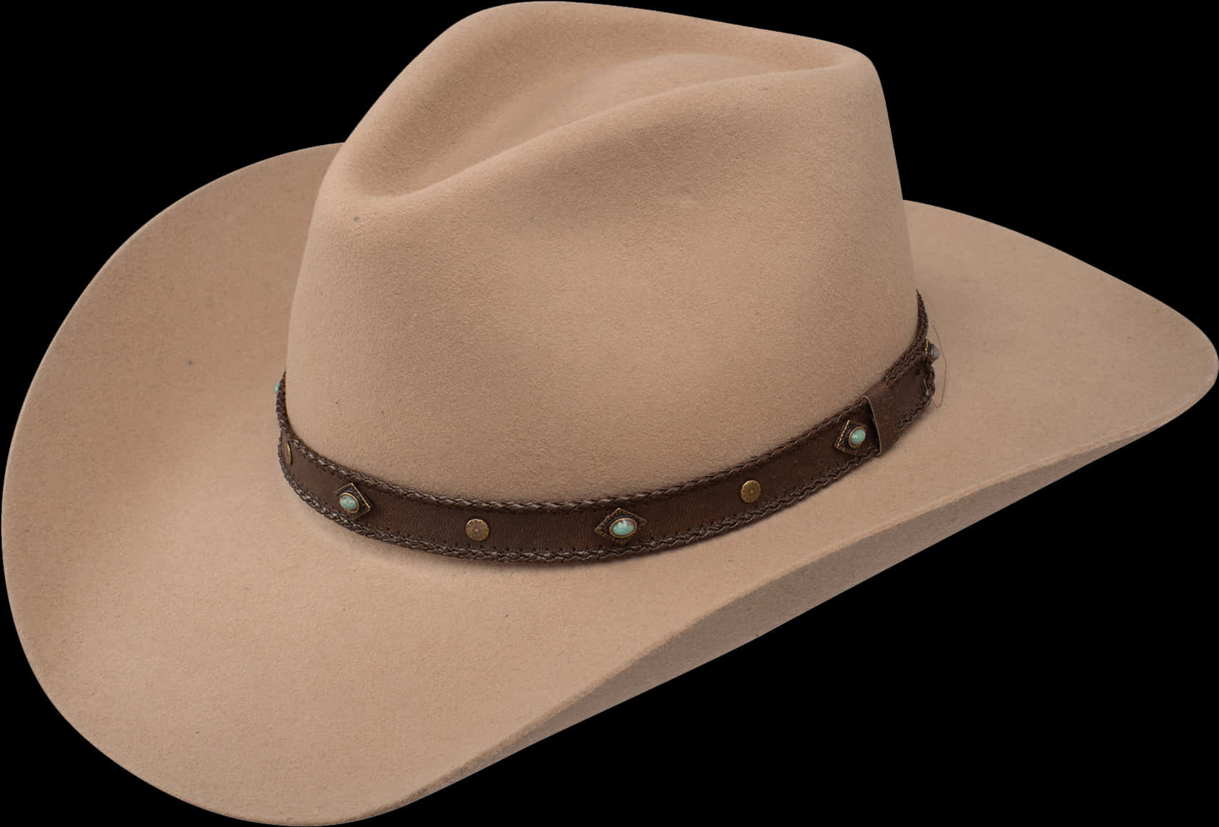 Beige Cowboy Hatwith Decorative Band PNG