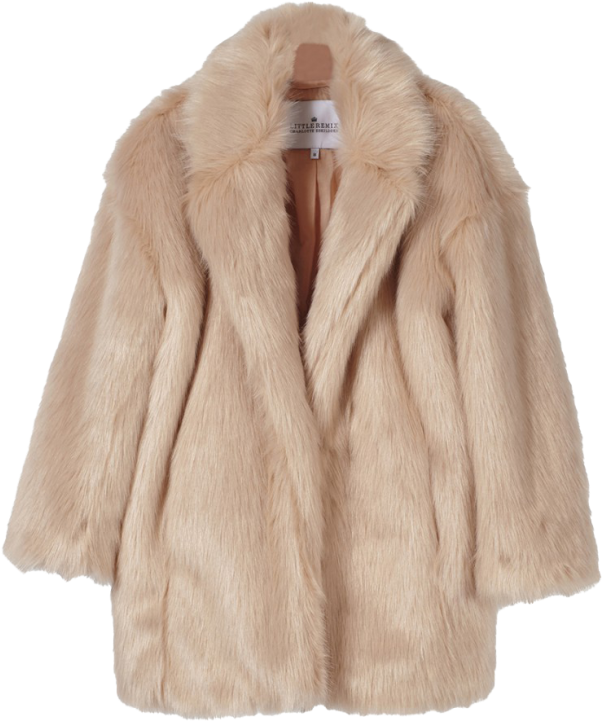 Beige Faux Fur Coat PNG