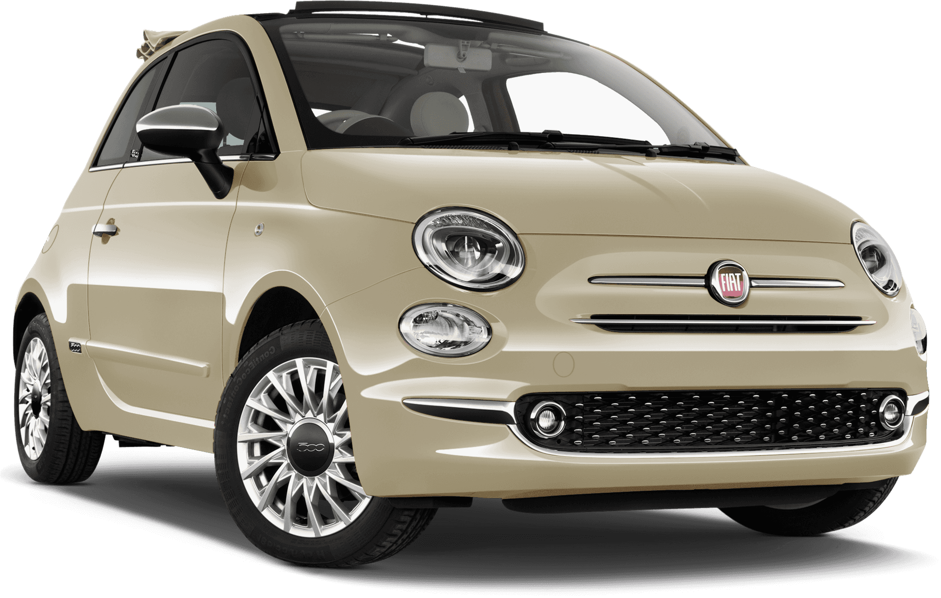 Beige Fiat500 Side View PNG
