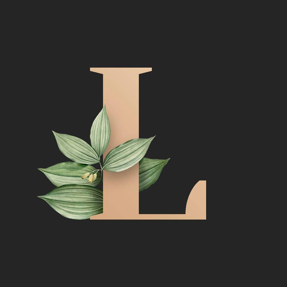 Beige Letter L With Leaves