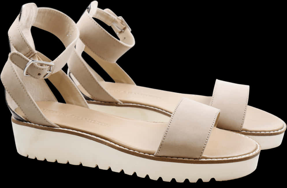 Beige Platform Sandals PNG