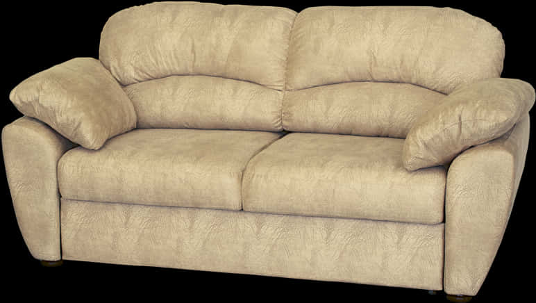 Beige Plush Fabric Couch PNG