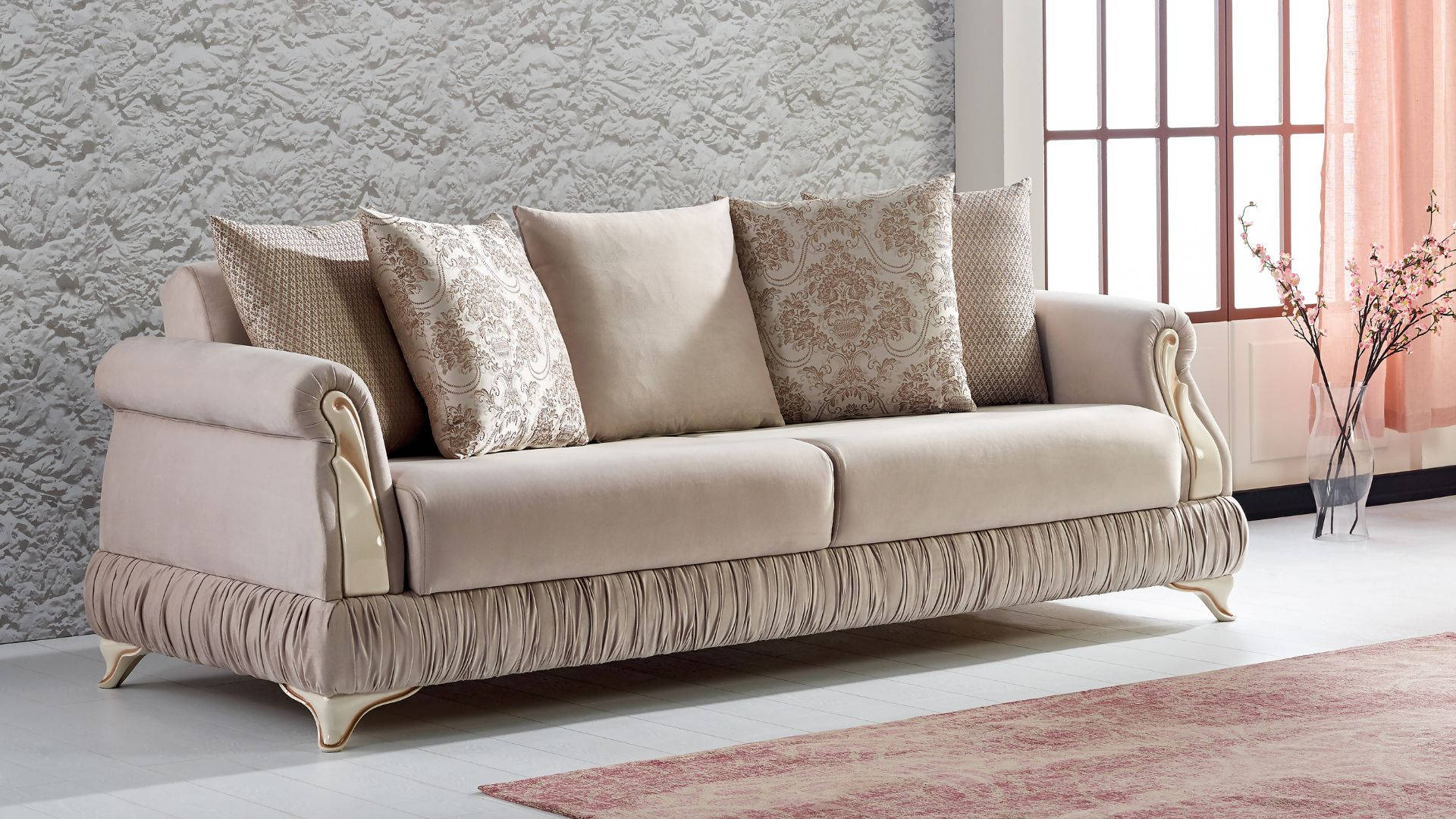 Beige Sofa Furniture Wallpaper