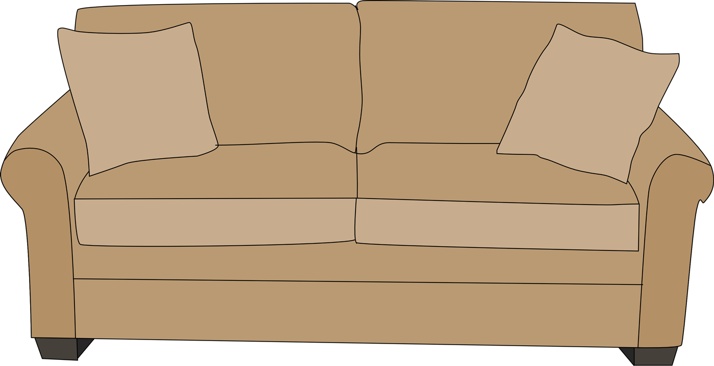Beige Sofa Vector Illustration PNG