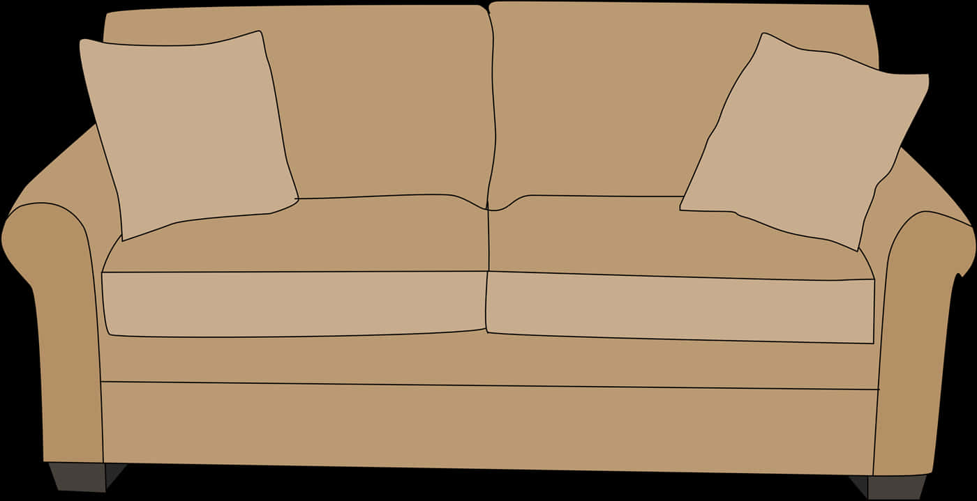 Beige Sofawith Cushions Vector PNG