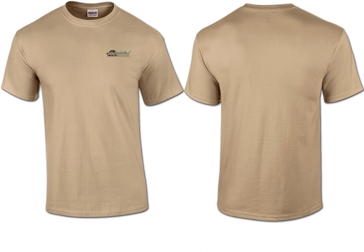 Beige T Shirt Front Back View PNG