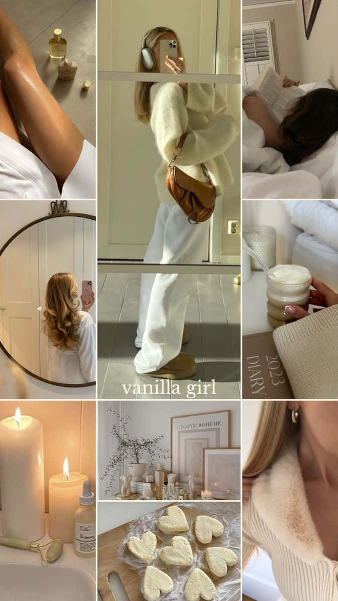 Beige Vanilla Aesthetic Collage Wallpaper