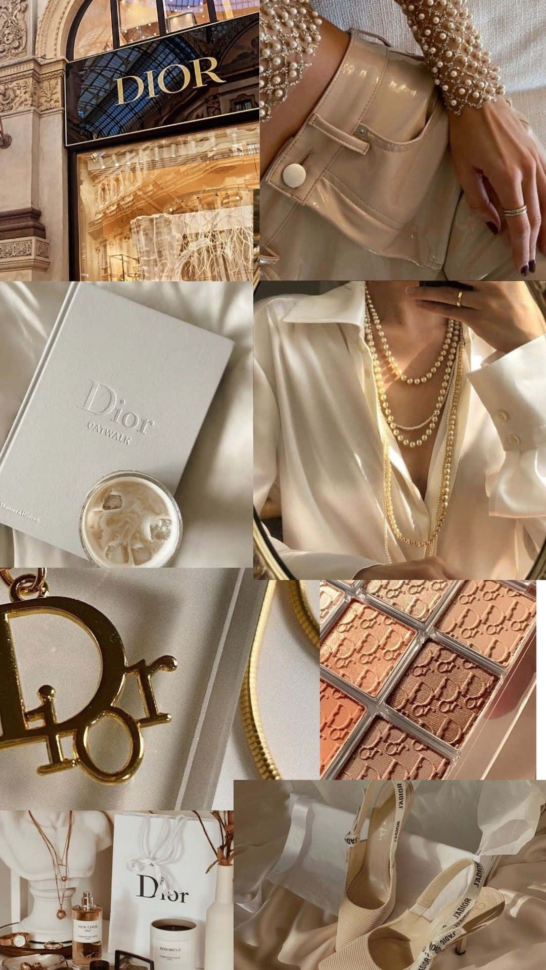 Beige Vanilla Dior Aesthetic Collage Wallpaper