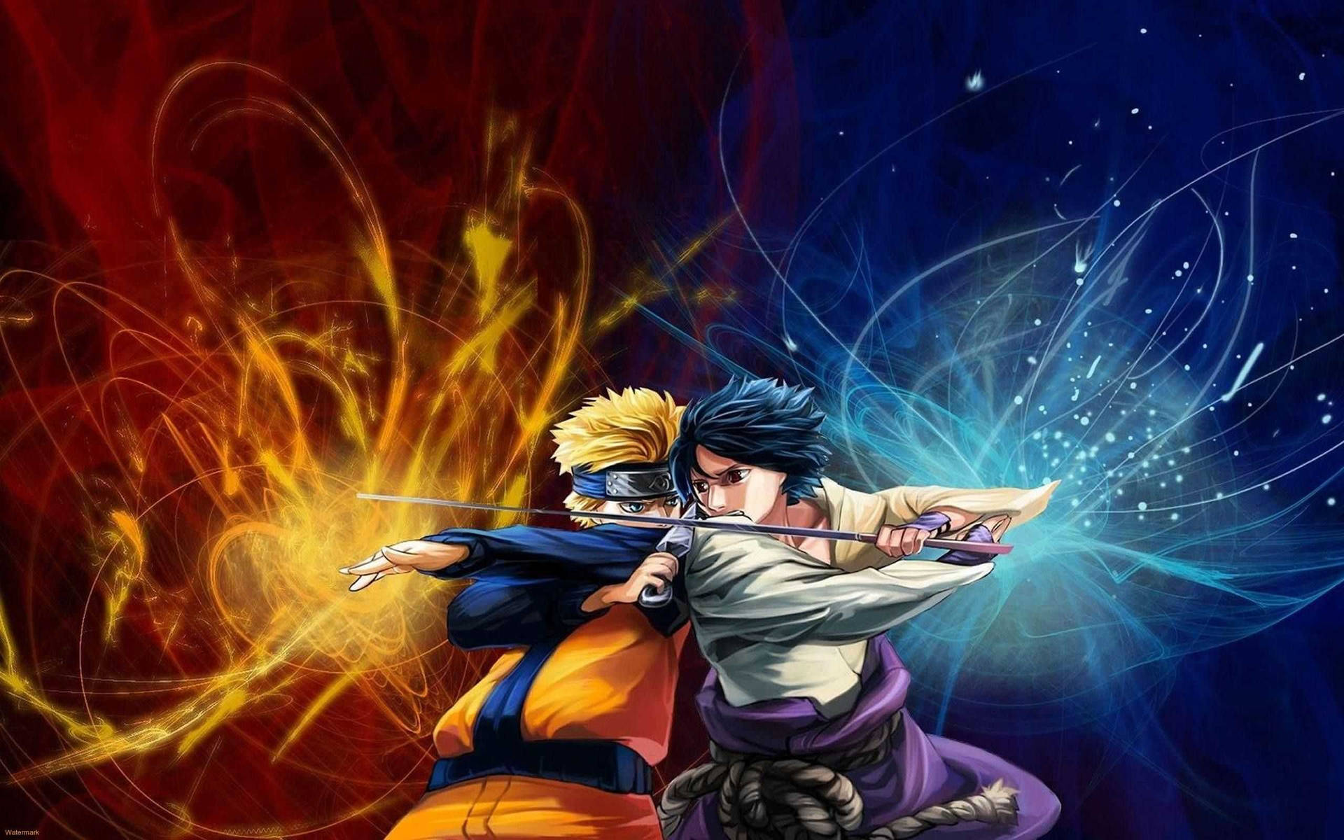 Bekæmpelse Af Sasuke Og Naruto Ipad Wallpaper