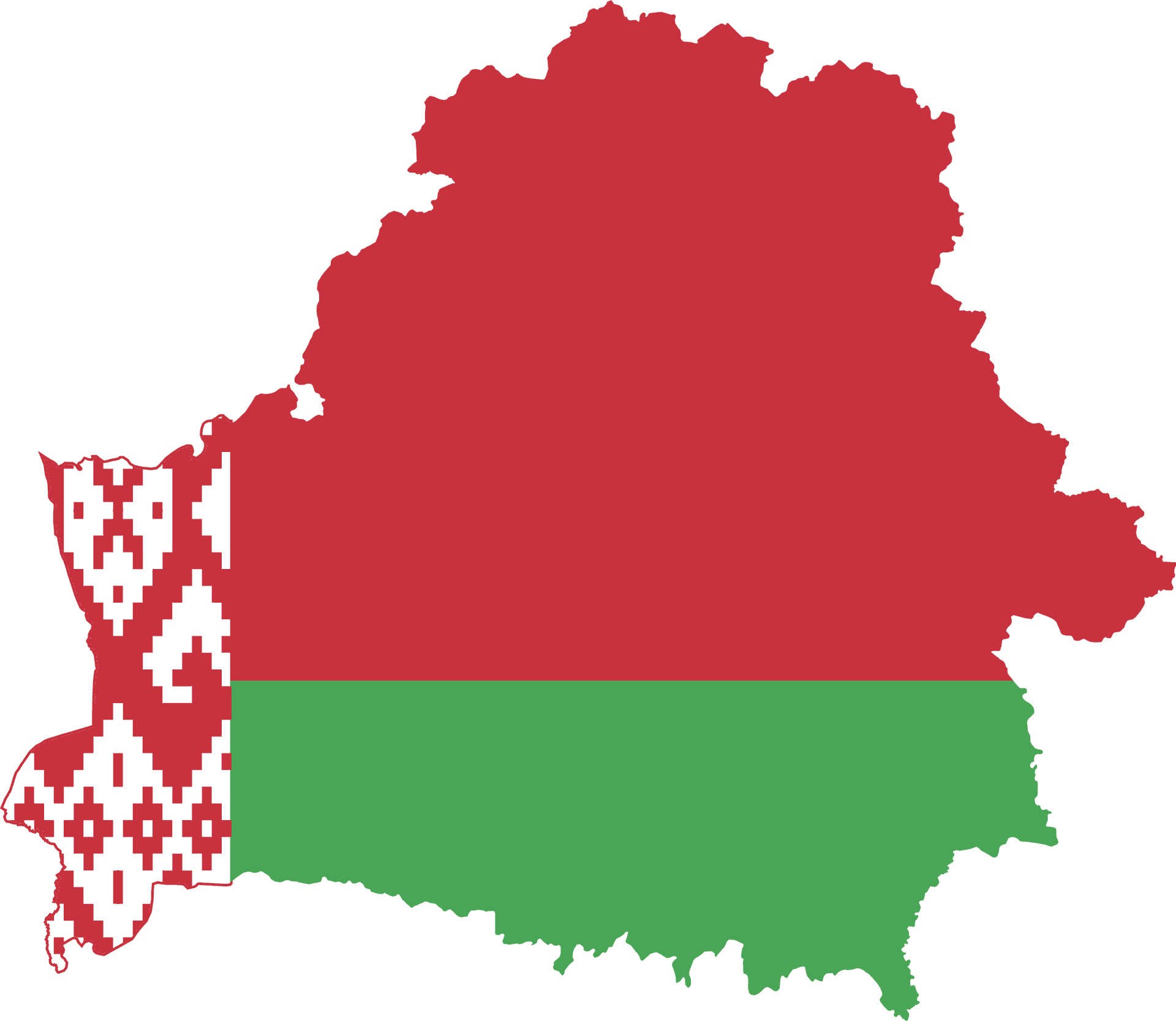 Belarus Map Outlined With Flag Colors PNG