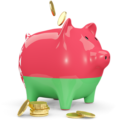 Belarusian Flag Colored Piggy Bank Saving Concept PNG