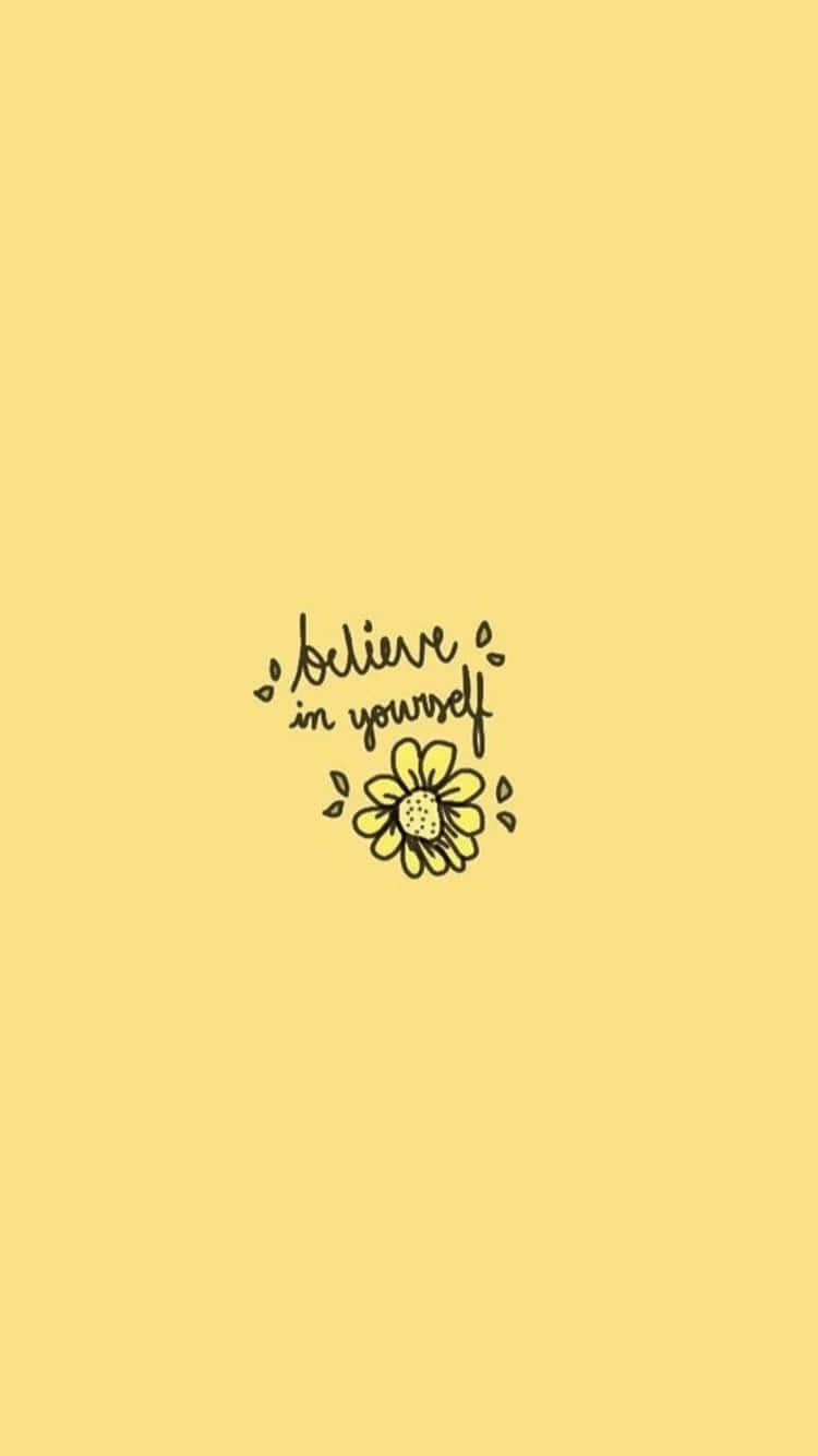 Believe In Yourself Cute Pastel Yellow Wallpaper