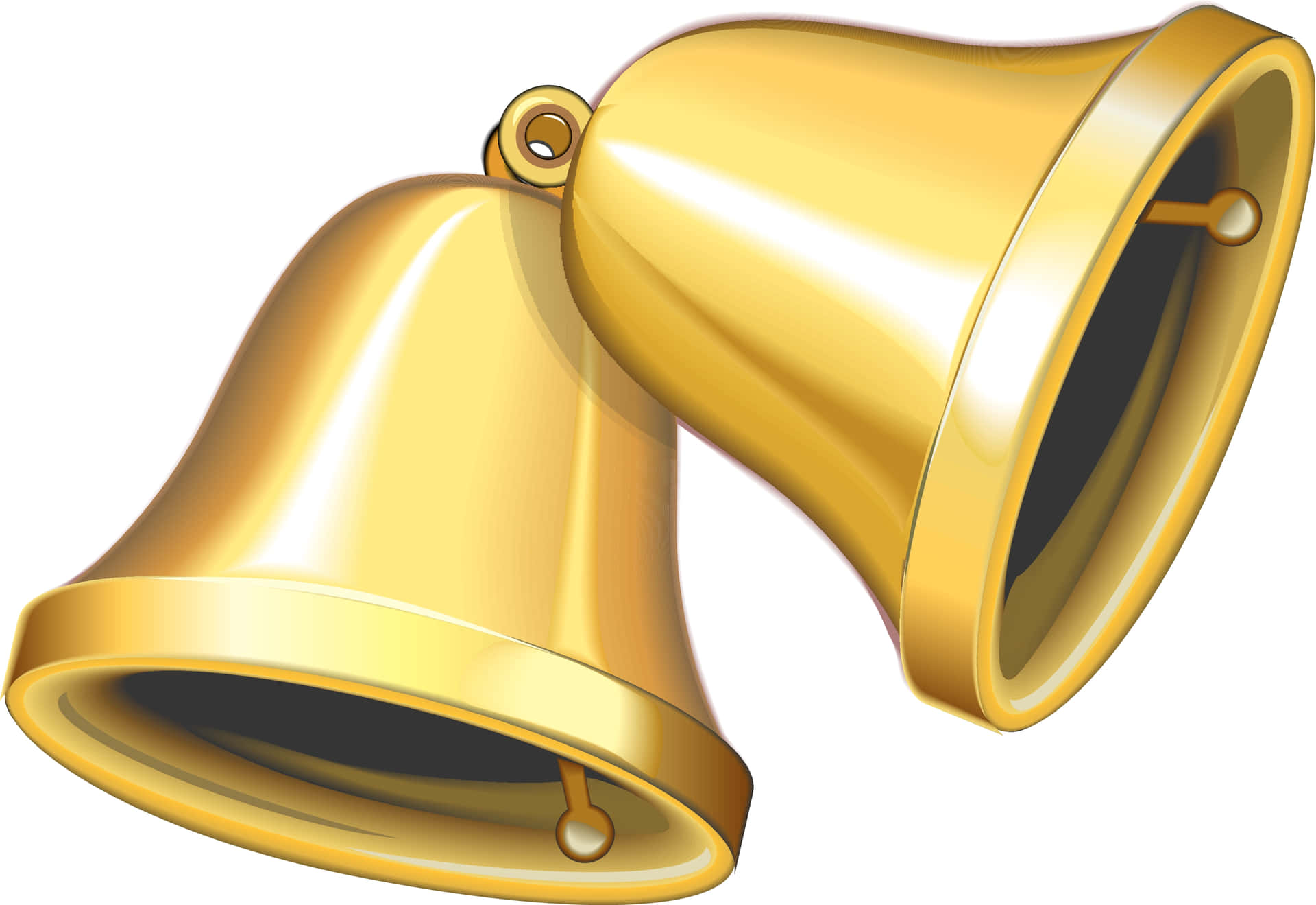 Two Golden Bells On A White Background