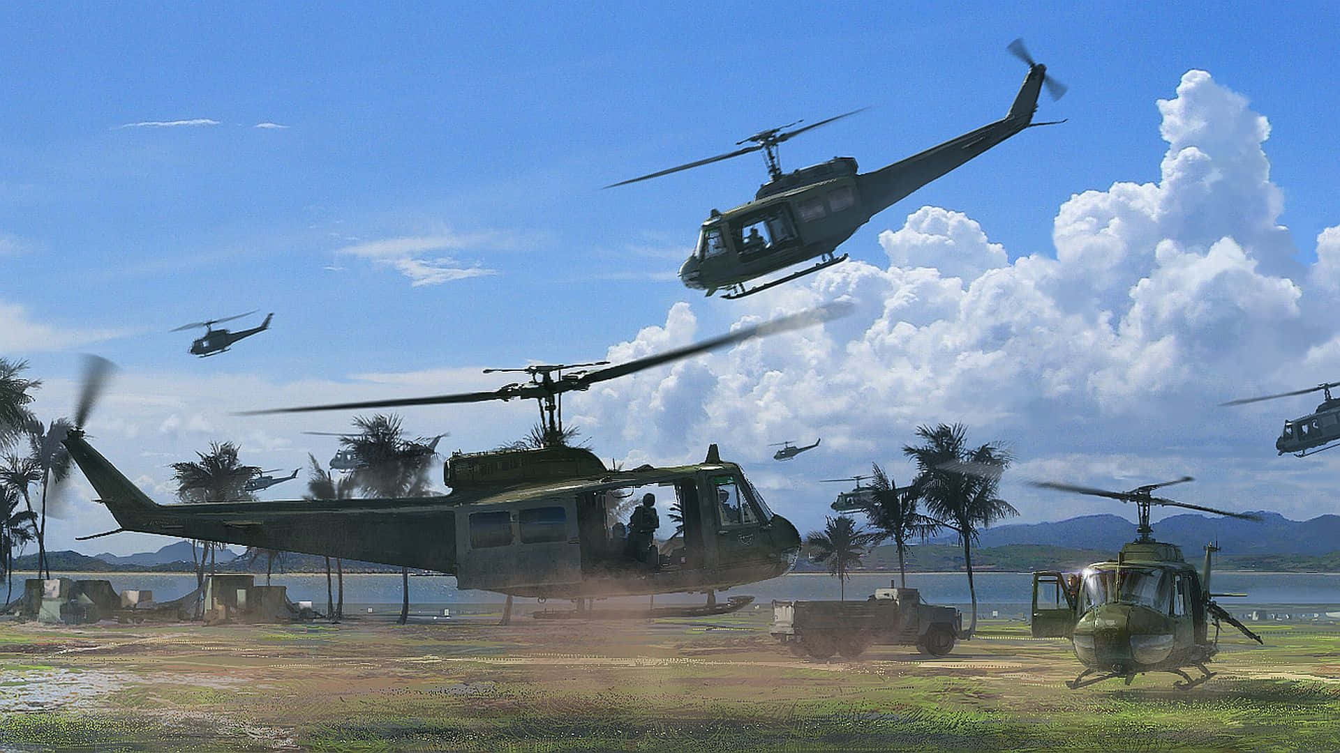 Bell UH-1 Iroquois Utility Cool Helicopter Tapet: Wallpaper