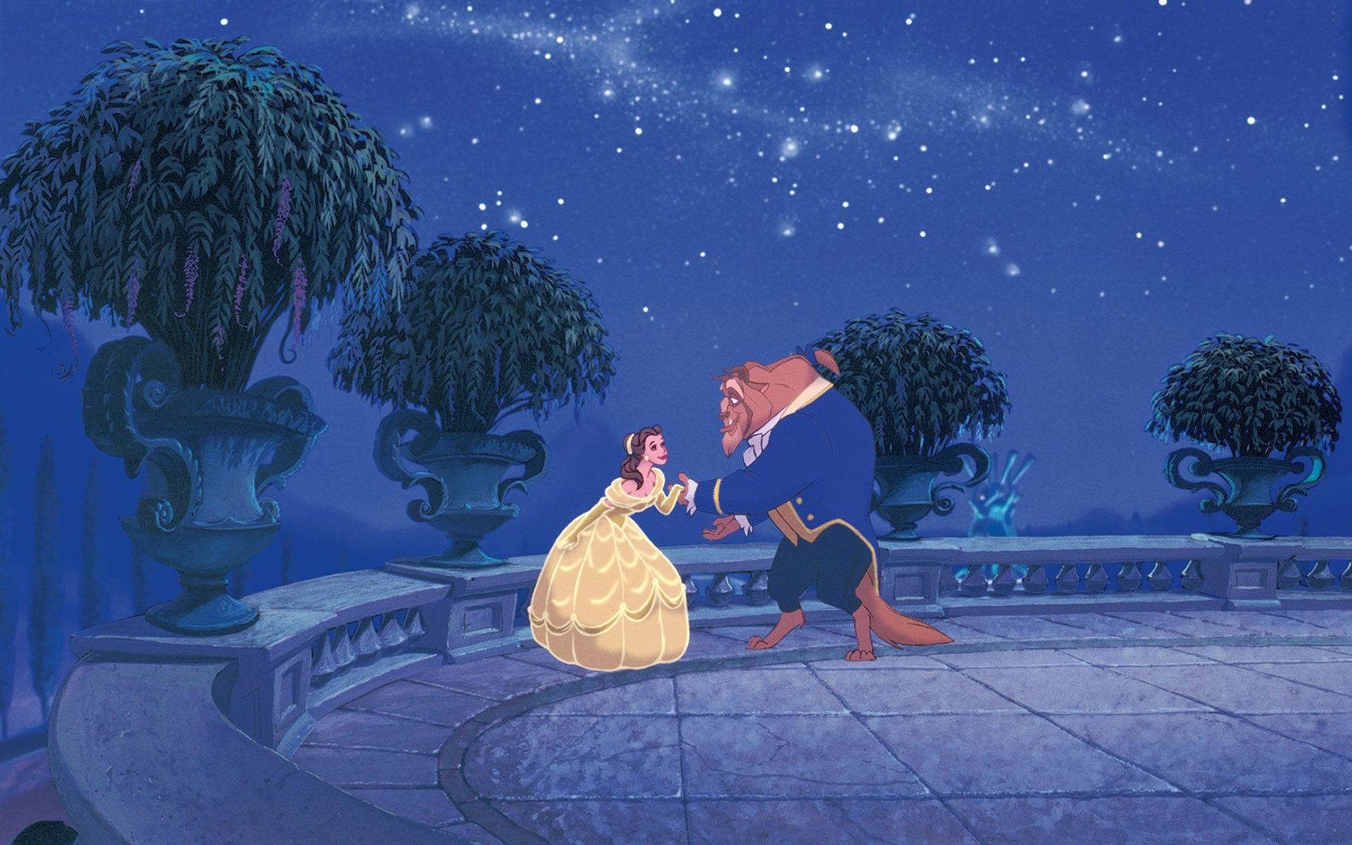 Belle And Beast Aesthetic Cartoon Disney