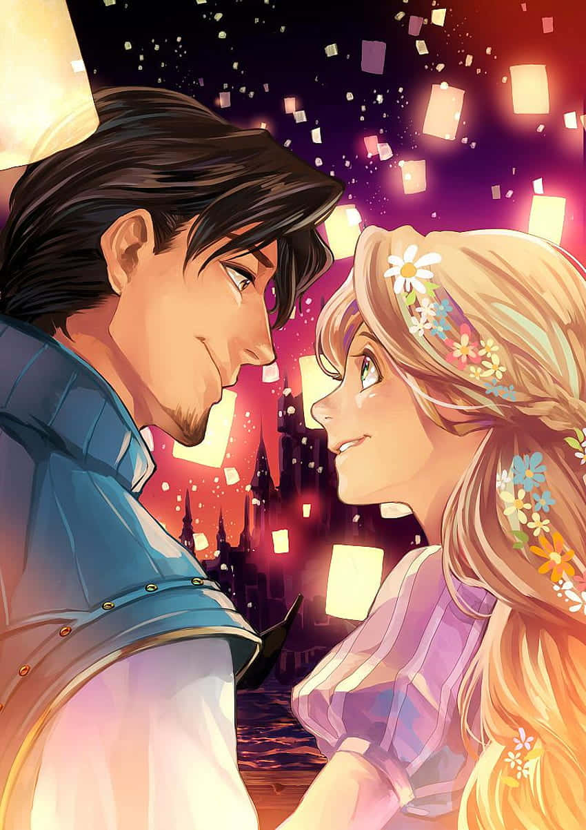 Belle With Flynn Rider Anime Wallpaper