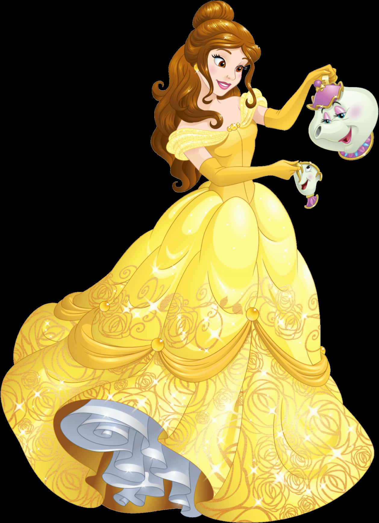 Belleand Mrs Potts Disney Princess PNG