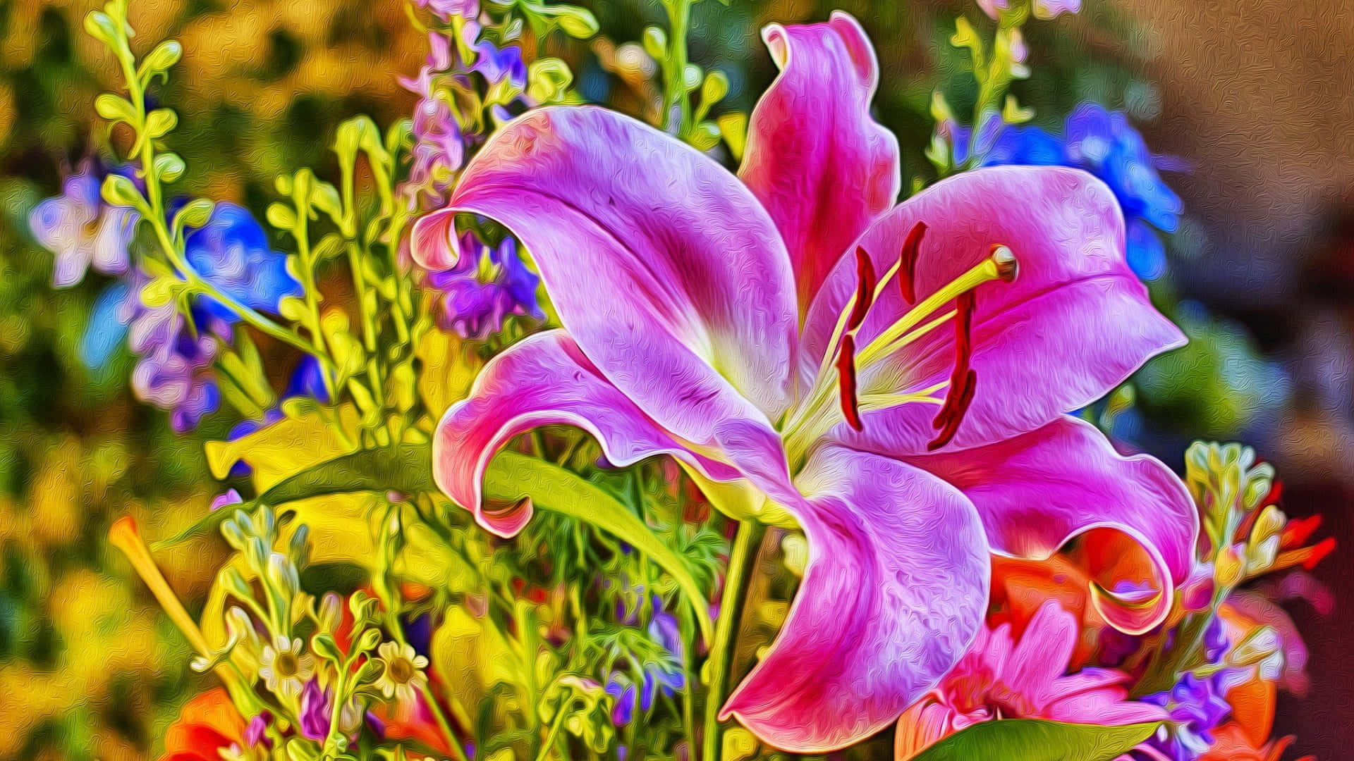 Bellissimifiori Di Giglio Sbocciano Su Uno Sfondo Naturale Tranquillo