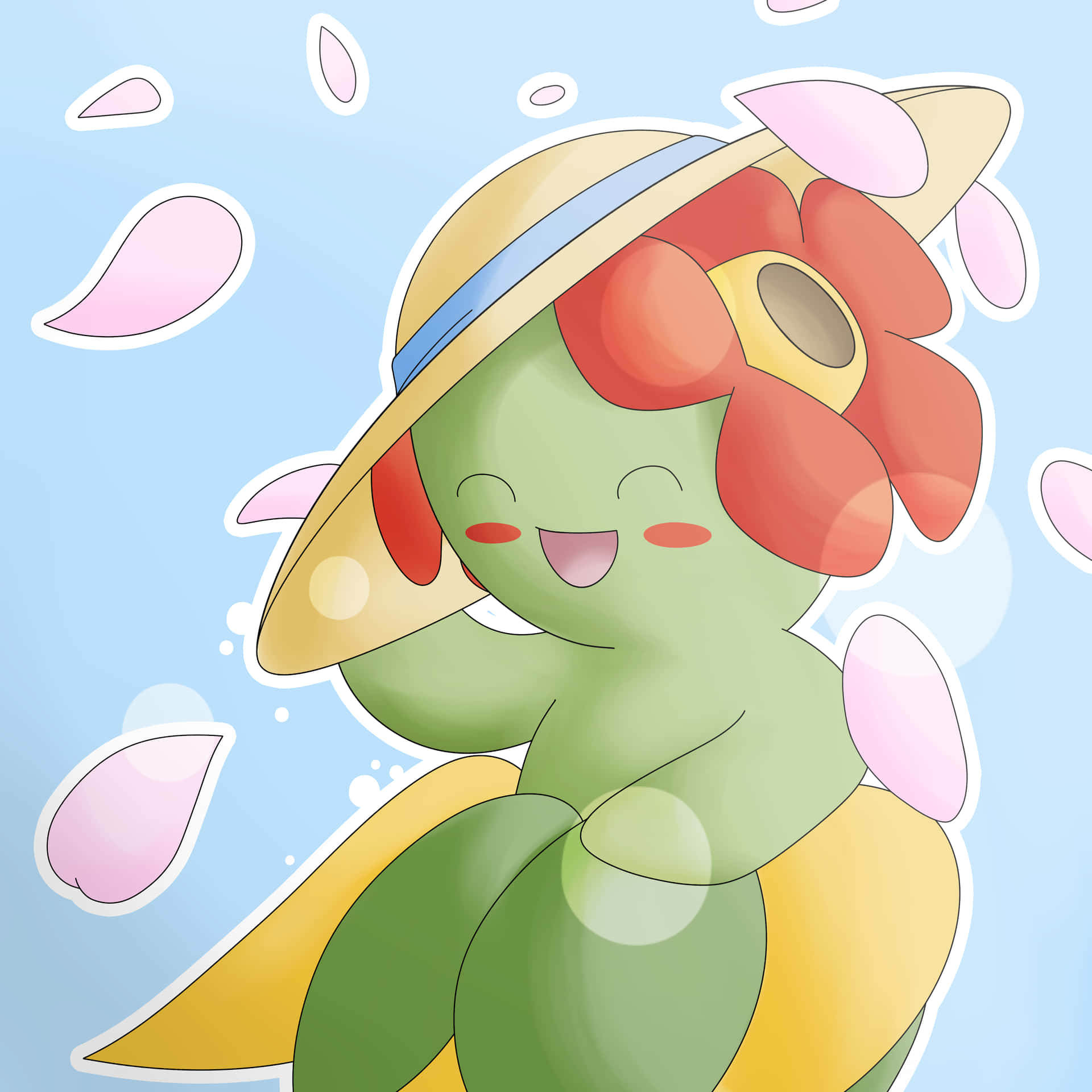 Bellossom With Pink Droplets Wallpaper