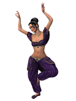 Belly Dancer Pose_ Purple Outfit PNG
