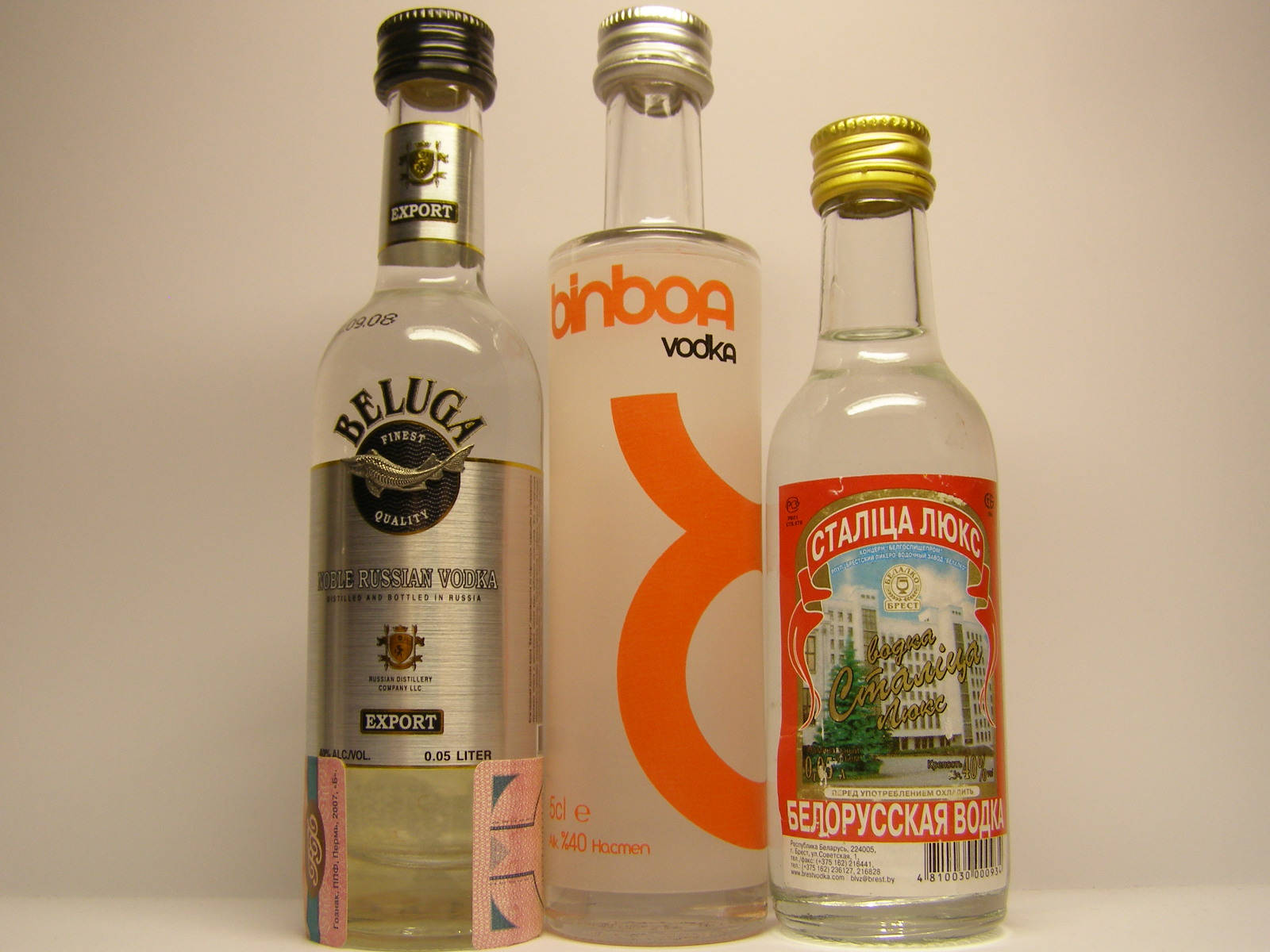 Beluga, Binboa, And Petergoff Spirytus Vodka Picture